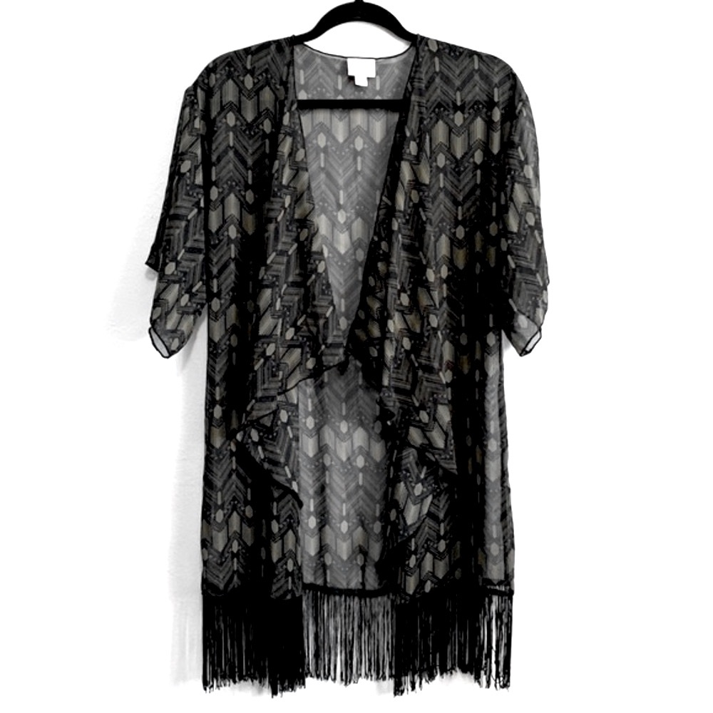 LuLaRoe “Monroe” Chiffon Fringe Kimono